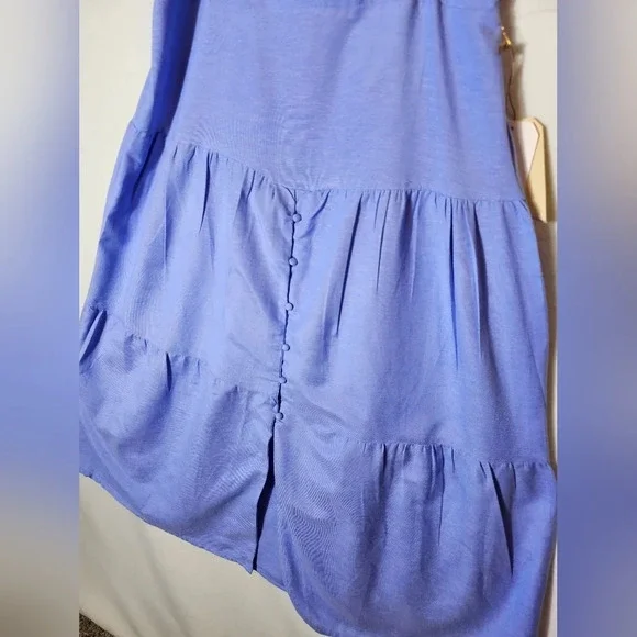Midnight Sky Blue Tiered Linen Blend Long Skirt Women's Size Large NWT - Picture 8 of 11